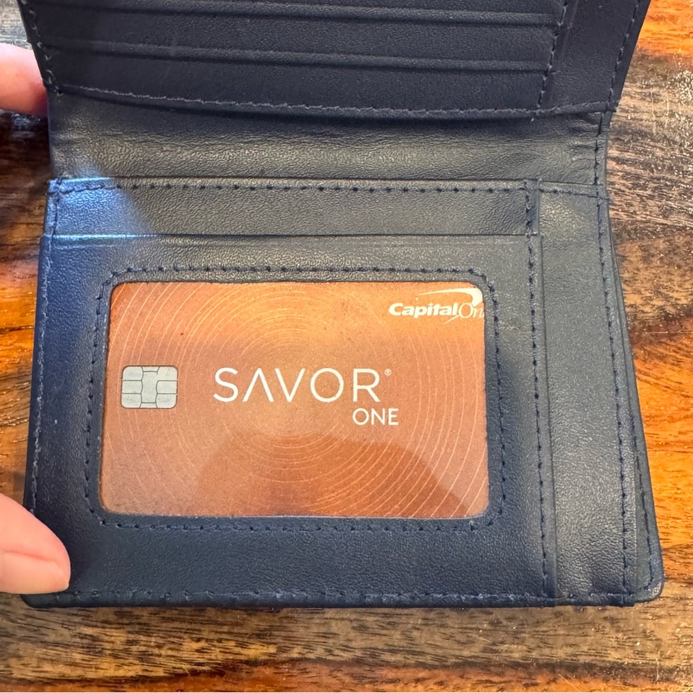 Genuine Croc Leather Wallet Dark Cobalt Color - Picture 5 of 12